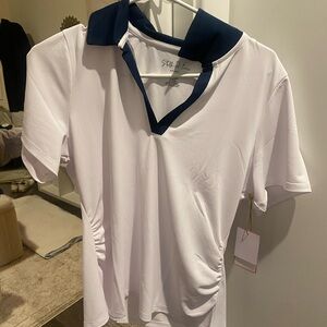 Women’s White and Navy Golf Polo Shirt